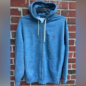Polo Ralph Lauren Men’s Full Zip Heavy Blue Hooded Jacket Hoodie Size XLT